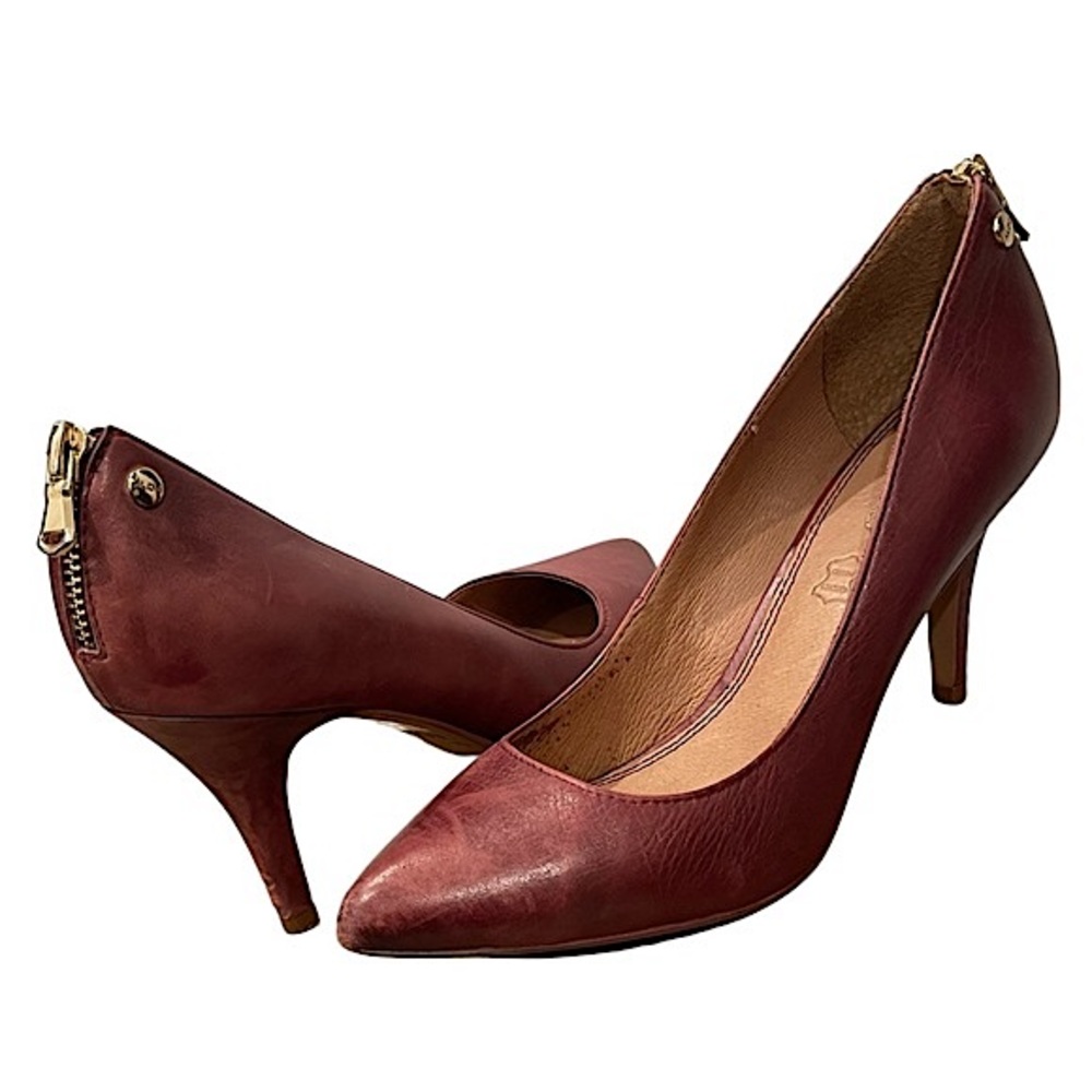 ALDO - Burgundy Pumps With Gold Zipper
